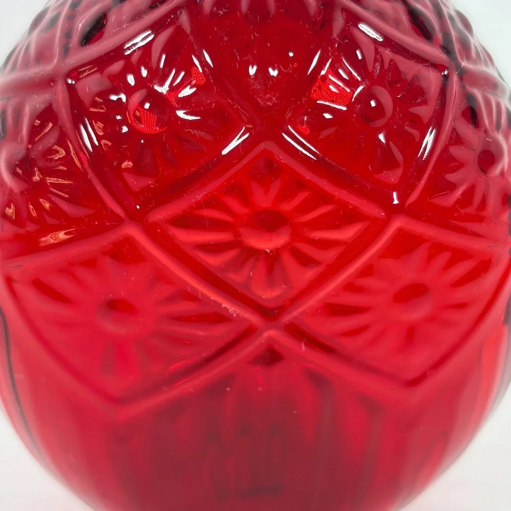 Vintage MMA Ruby Red Glass Daisy button Small Flask Vase Metropolitan Museum Art